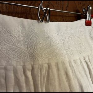 Ralph Lauren White Linen Skirt with embroidery